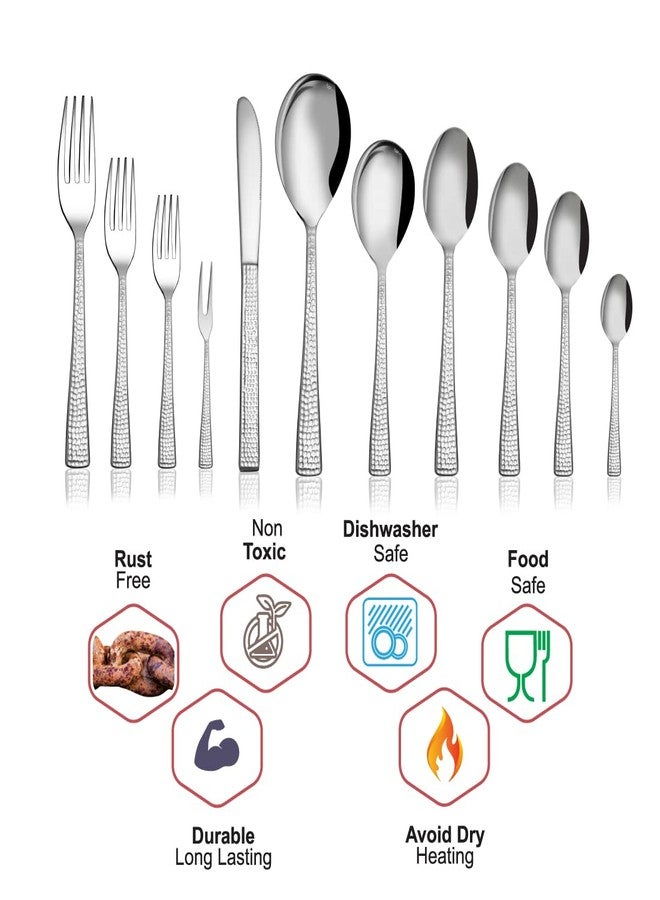 Shri & Sam Stainless Steel Impressa Hammered Desert Fork,6 Pieces - Image 5